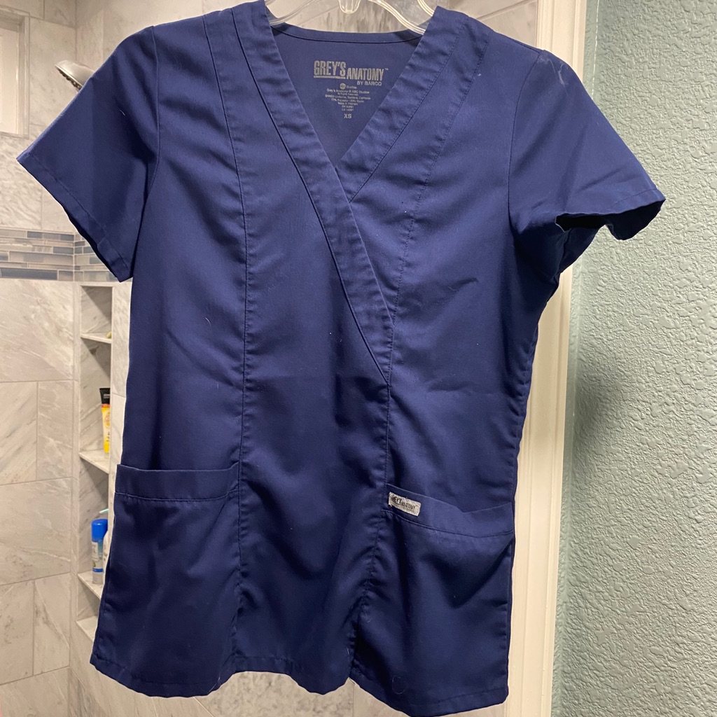 Set Of 3 Grey’s Anatomy Navy Gathered Xs Scrub Top